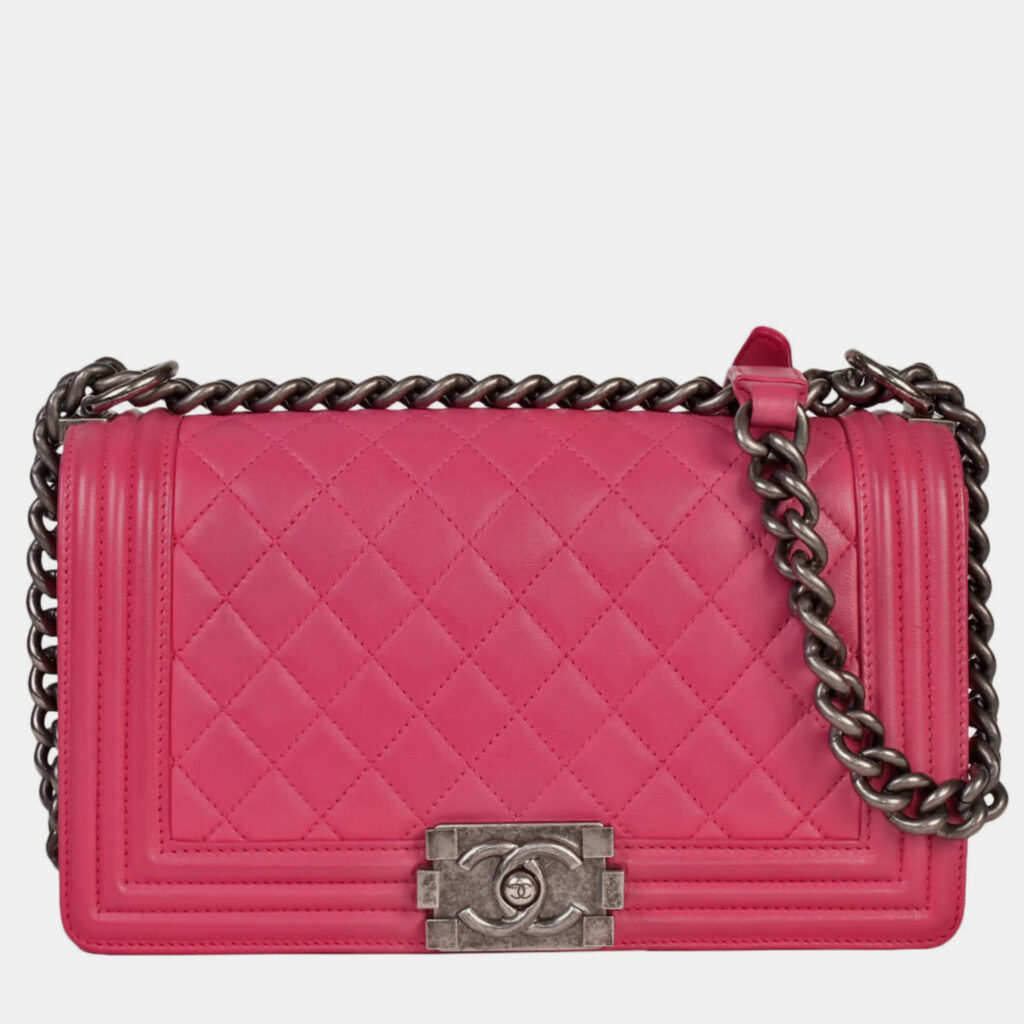 luxury-women-chanel-used-handbags-p930516-002 Chanel Calf Leather Medium Boy Shoulder Bags