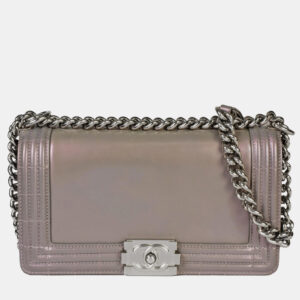 Chanel Grey Leather Medium Reverso Boy Bag