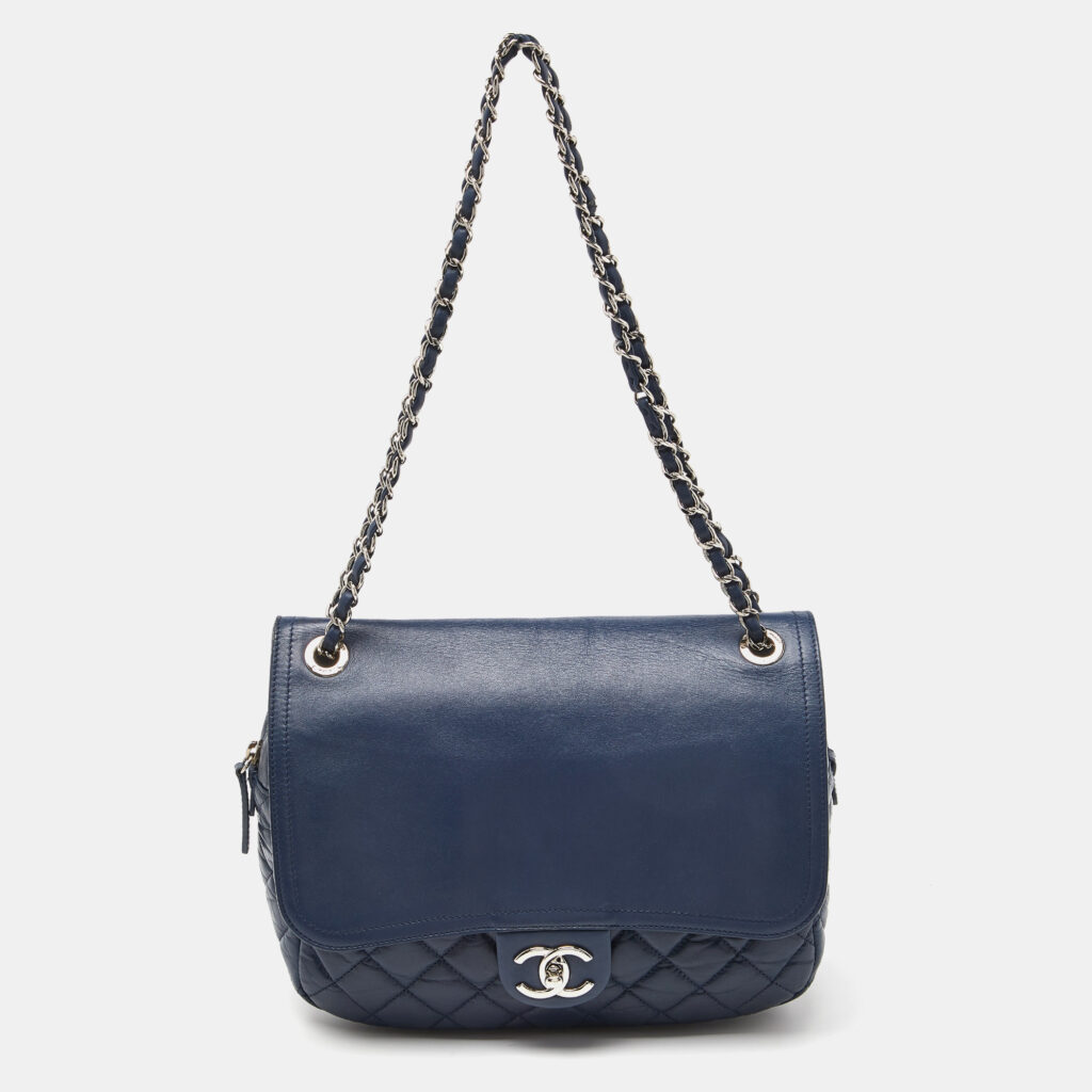 luxury-women-chanel-used-handbags-p947927-012 Chanel Blue Quilted Aged Leather Flap Shoulder Bag