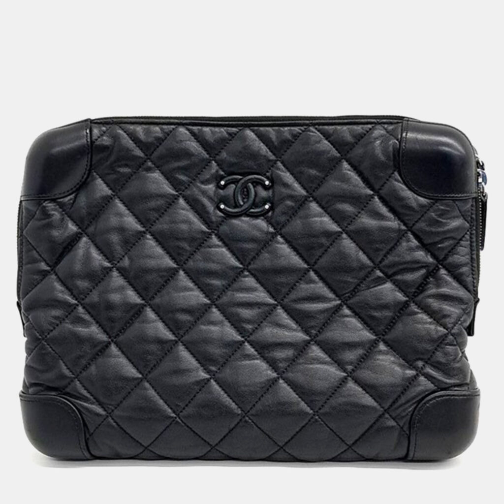 luxury-women-chanel-used-handbags-p992543-001 Chanel Black Leather Clutch Bag