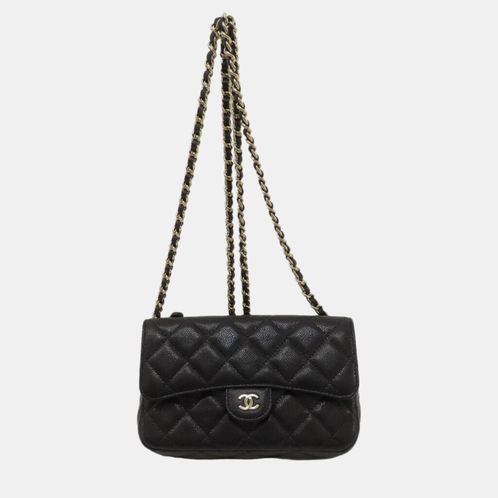 luxury-women-chanel-used-handbags-p994720-001 Chanel Black Caviar Leather Chain Shoulder Bag