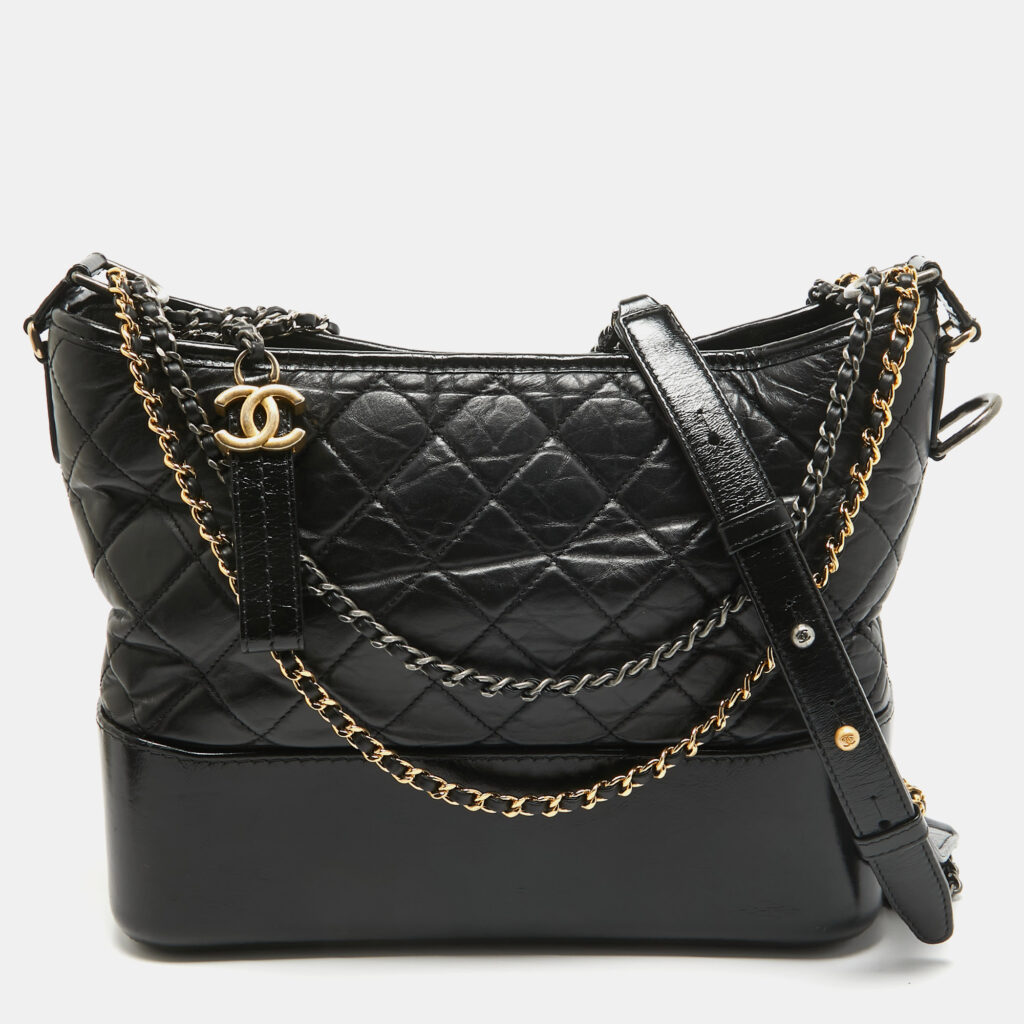 luxury-women-chanel-used-handbags-p995778-007 Chanel Black Quilted Aged Leather Medium Gabrielle Hobo