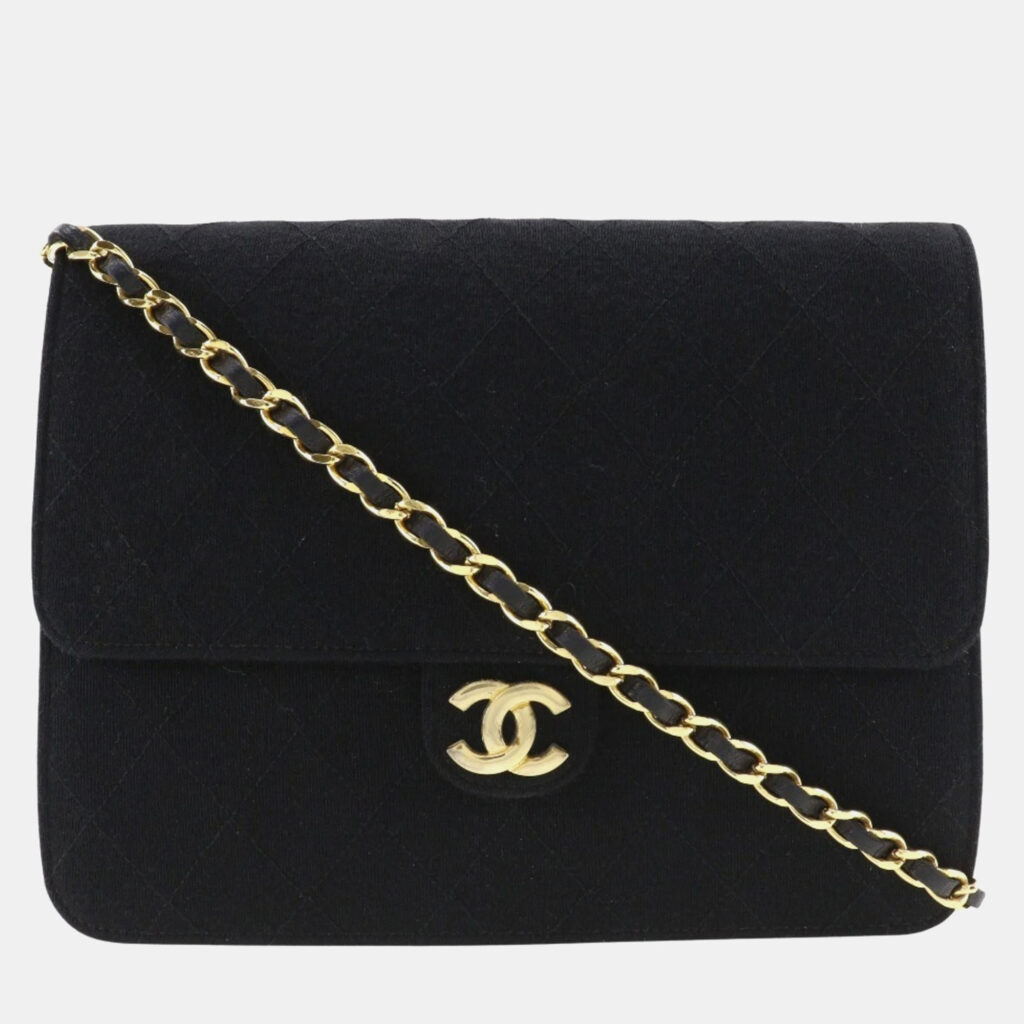 luxury-women-chanel-used-handbags-p997514-004 Chanel Black Fabric Flap Bag Shoulder Bag