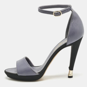 Chanel Light Blue Leather CC Ankle Strap Sandals Size 40