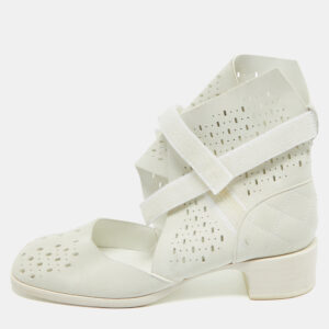Chanel Grey Suede Cut Out Ankle Boots Size 37