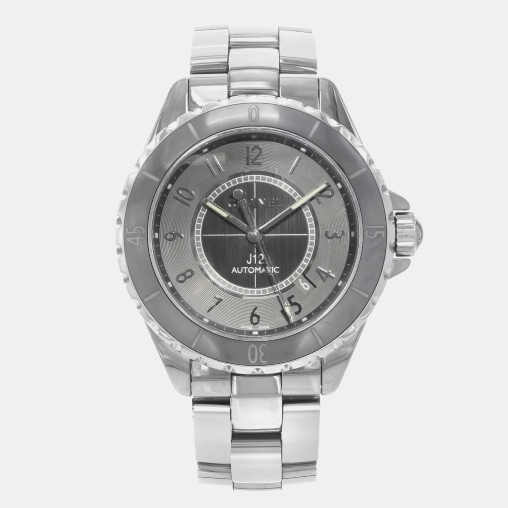 luxury-women-chanel-used-watches-p1102973-007.jpg Chanel J12 H2934 Chromatic Gray Arabic Dial Ceramic Steel Automatic Unisex Watch 41 mm