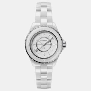 Chanel White Ceramic J12 H6345 Quartz Women's Wristwatch 33 mm