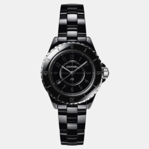 Chanel Black Ceramic Stainless Steel J12 H6346 Quartz Women's Wristwatch 33 mm