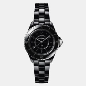 Chanel Black Ceramic Stainless Steel J12 H6346 Quartz Women's Wristwatch 33 mm