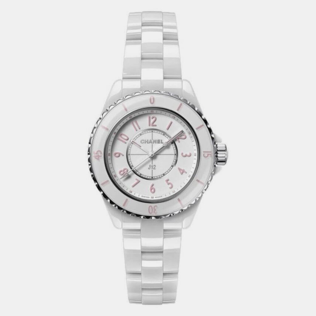 luxury-women-chanel-used-watches-p1152941-001 Chanel White Ceramic J12 H6755 Quartz Women's Wristwatch 33mm