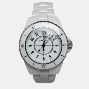 chanel white ceramic j12 h5698 women's wristwatch 38 mm
