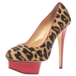 Charlotte Olympia Brown/Beige Calf Hair Platform Pumps Size 36