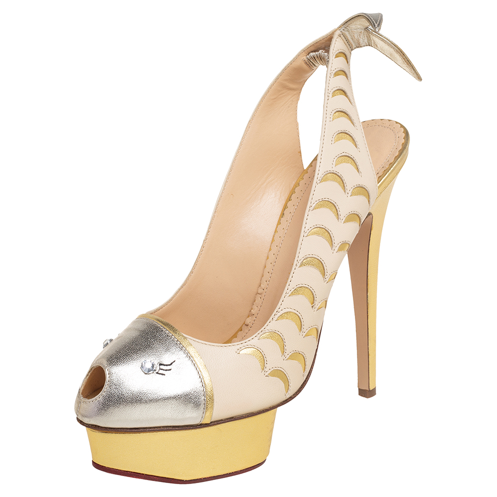 luxury-women-charlotte-olympia-used-shoes-p504907-007-2 Charlotte Olympia Tri Color Leather Seaside Platform Sandals Size 39