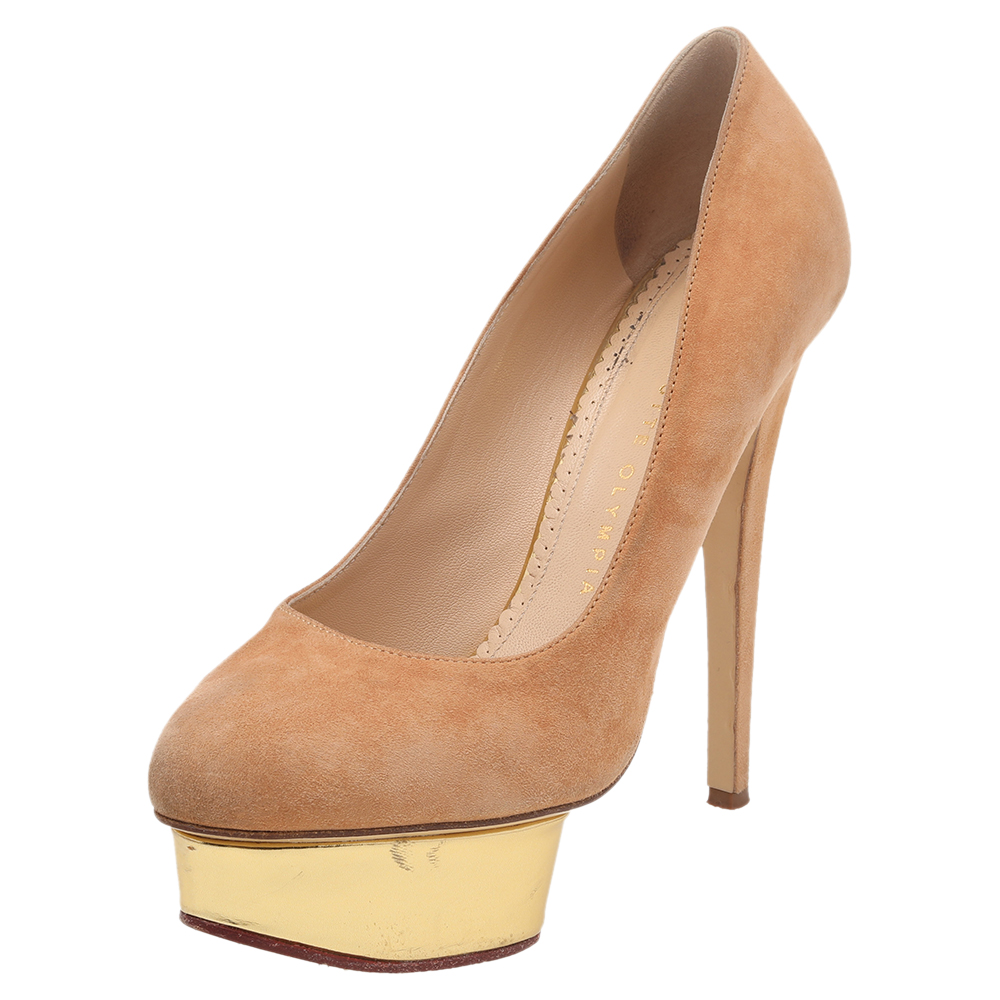 luxury-women-charlotte-olympia-used-shoes-p534176-007-2 Charlotte Olympia Brown Suede Dolly Platform Pumps Size 37.5