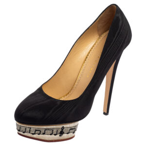 Charlotte Olympia Black Canvas Dolly Platform Pumps Size 41