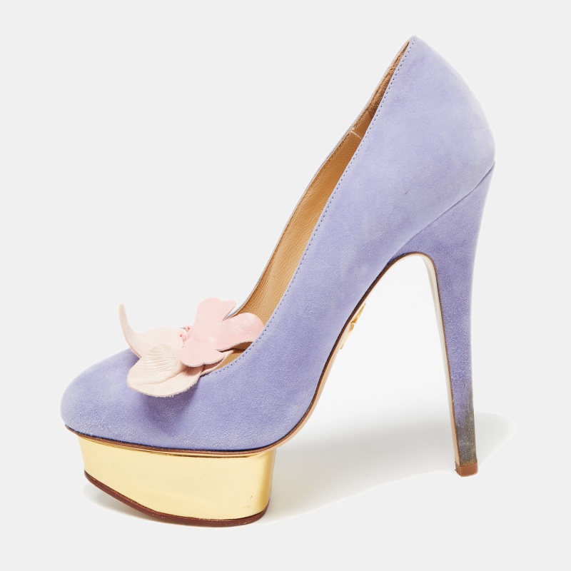 luxury-women-charlotte-olympia-used-shoes-p648198-1654007167-010-2 Charlotte Olympia Lavender Suede Dolly Platform Pumps Size 37