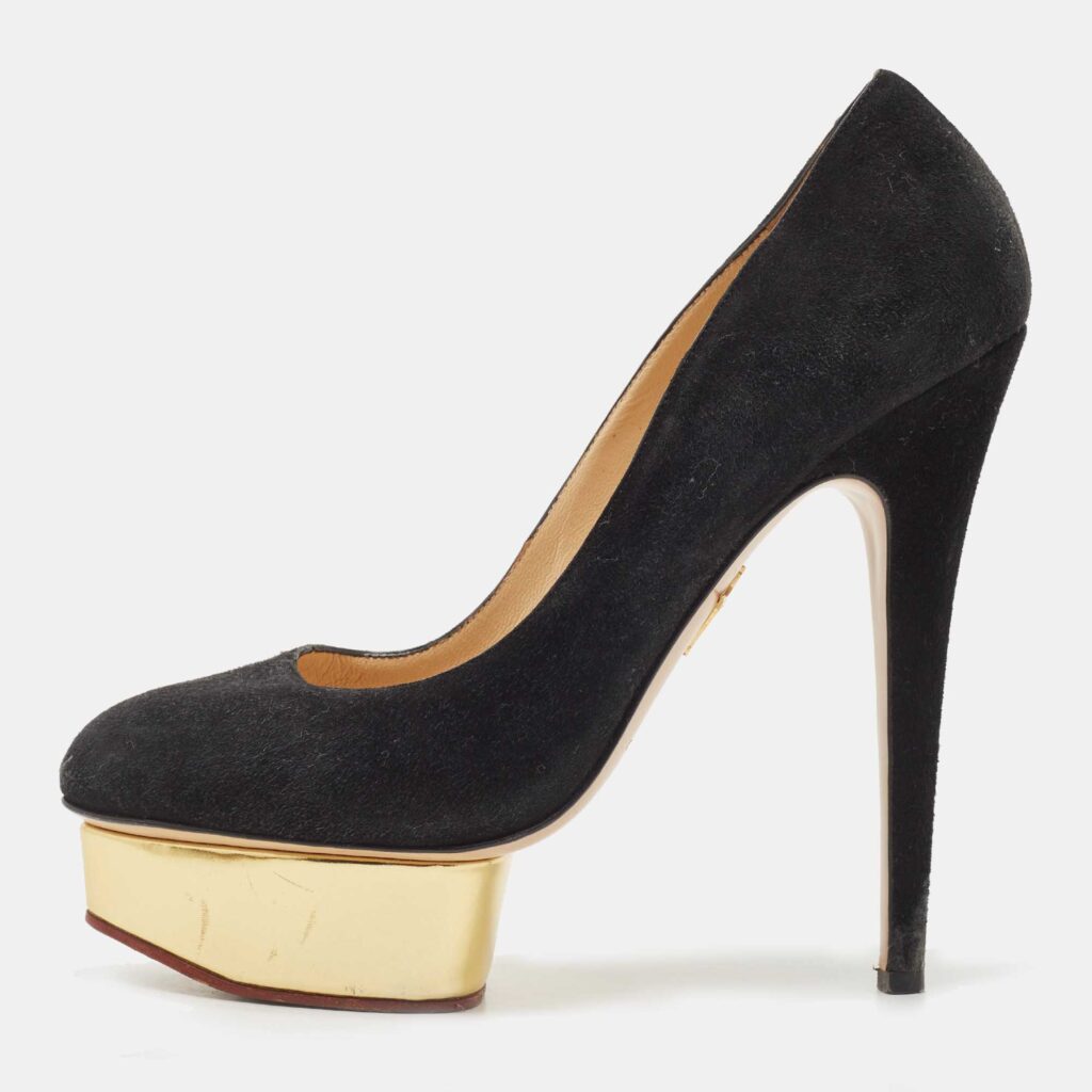 luxury-women-charlotte-olympia-used-shoes-p816192-003 Charlotte Olympia Black Suede Dolly Pumps Size 39