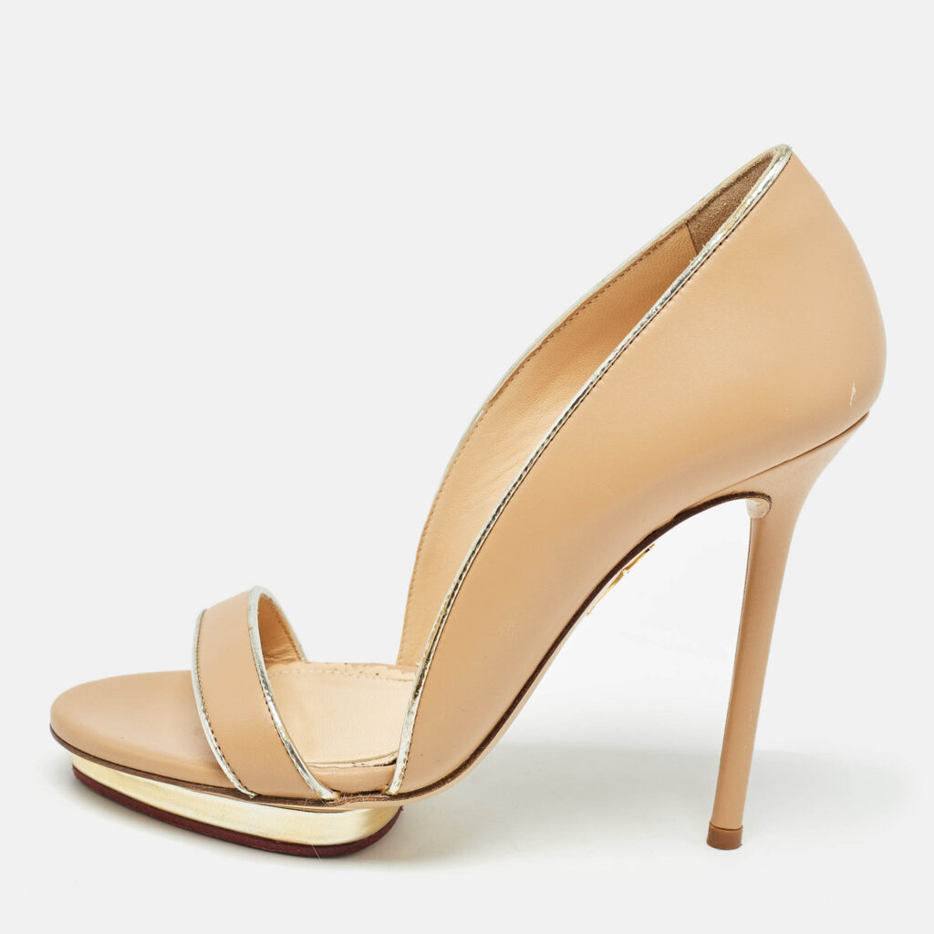 luxury-women-charlotte-olympia-used-shoes-p981554-003 Charlotte Olympia Beige Leather Christine Pumps Size 36.5
