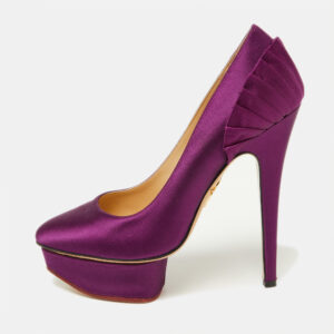 Charlotte Olympia Purple Satin Platform Pumps Size 36