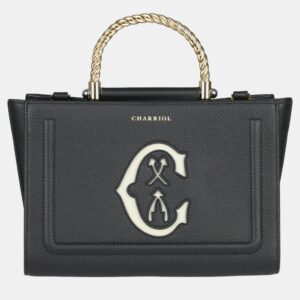 Charriol Black Leather Marie Olga Handbag