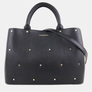 Charriol Black/Red Leather Coralie Handbag
