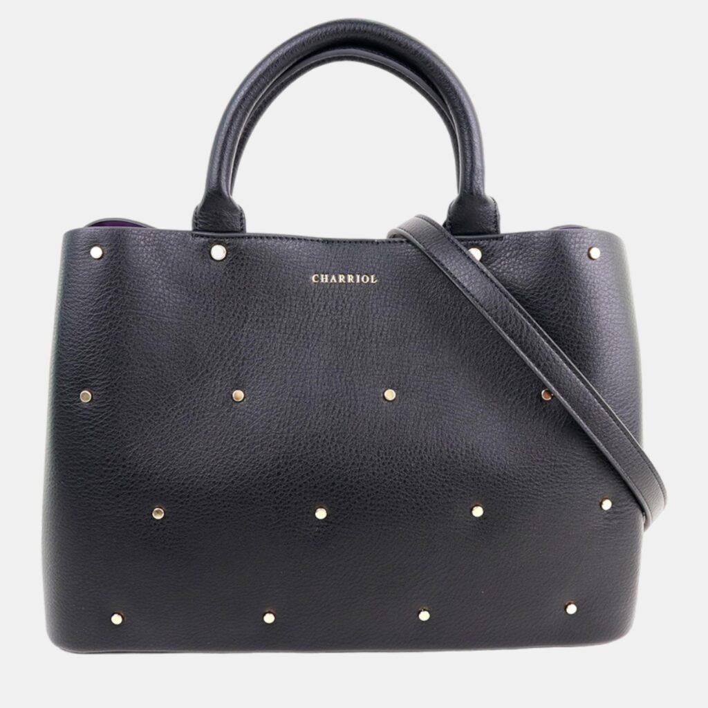 luxury-women-charriol-new-handbags-p1126807-004 Charriol Black/Purple Leather Coralie Handbag
