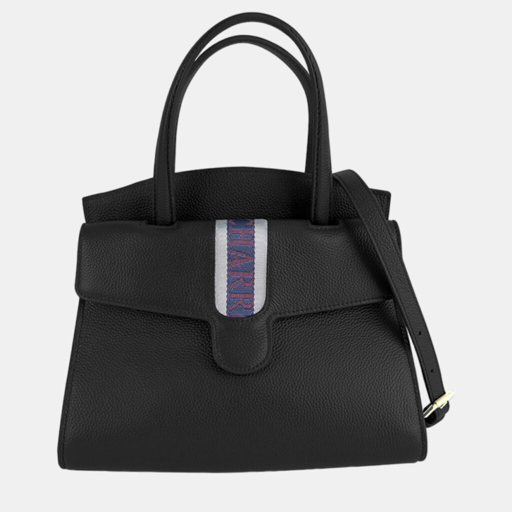 Charriol Black Leather Deauville Handbag