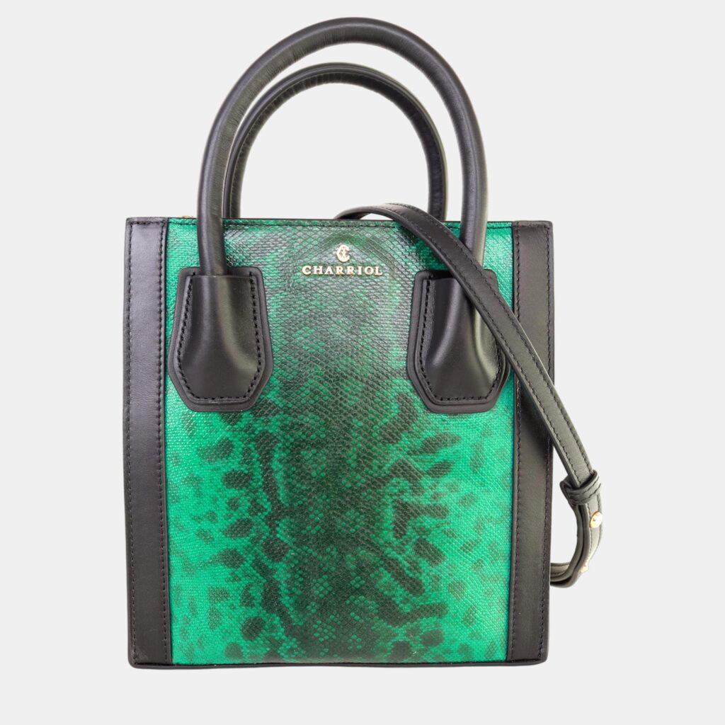 luxury-women-charriol-new-handbags-p887118-002 Charriol Green Leather Tote Exotic Skin Handbag