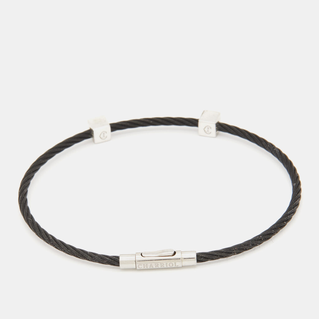 luxury-women-charriol-used-accessories-p721904-001 Charriol Laetitia Black PVD Coated Steel Mother of Pearl Station Bangle Braclet