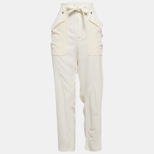 Chlo&eacute; Milk White Crepe Oversized Pocket Detail Trousers M