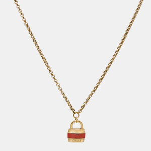 Chlo&eacute; Bag Enamel Gold Tone Necklace