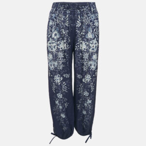 Chlo&eacute; Blue/Beige Floral Print Crepe Harem Pants S