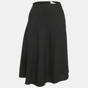 Chloe Black Crepe Flared Knee Length Skirt L