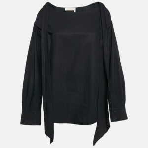Chloe Navy Blue Cotton Cold-Shoulder Blouse M