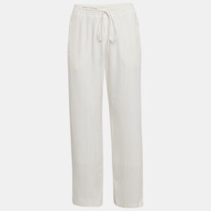 Chloe Milk White Crepe Wide-Leg Pants M