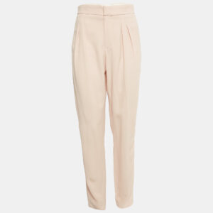 Chloe Beige Crepe Pleated Trousers M