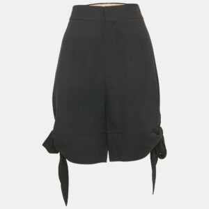 Chloe Anthracite Blue Crepe Bow Tie Detail Shorts M