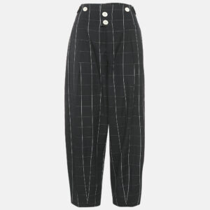 Chloe Black Checks Wool High Waist Trousers M
