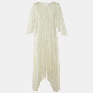Chloe Iconic White Lace Asymmetric Long Dress S