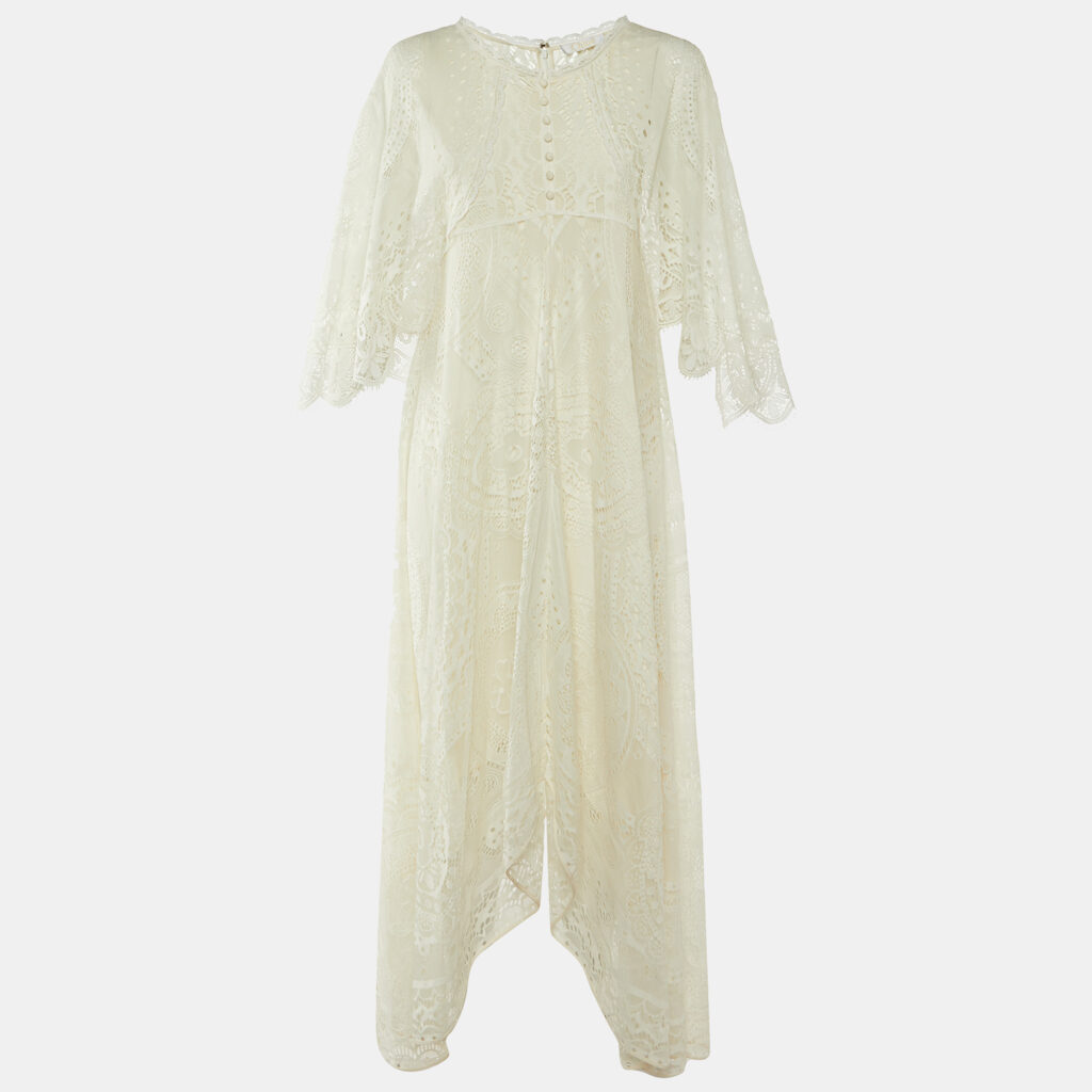 luxury-women-chloe-used-clothes-p1135583-002 Chloe Iconic White Lace Asymmetric Long Dress S