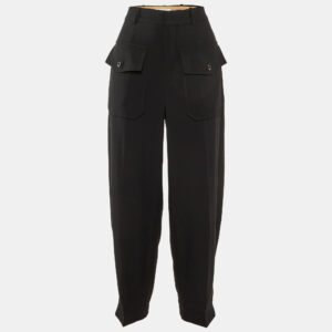 Chlo&eacute; Black Crepe Pocket Detail Tapered Trousers S