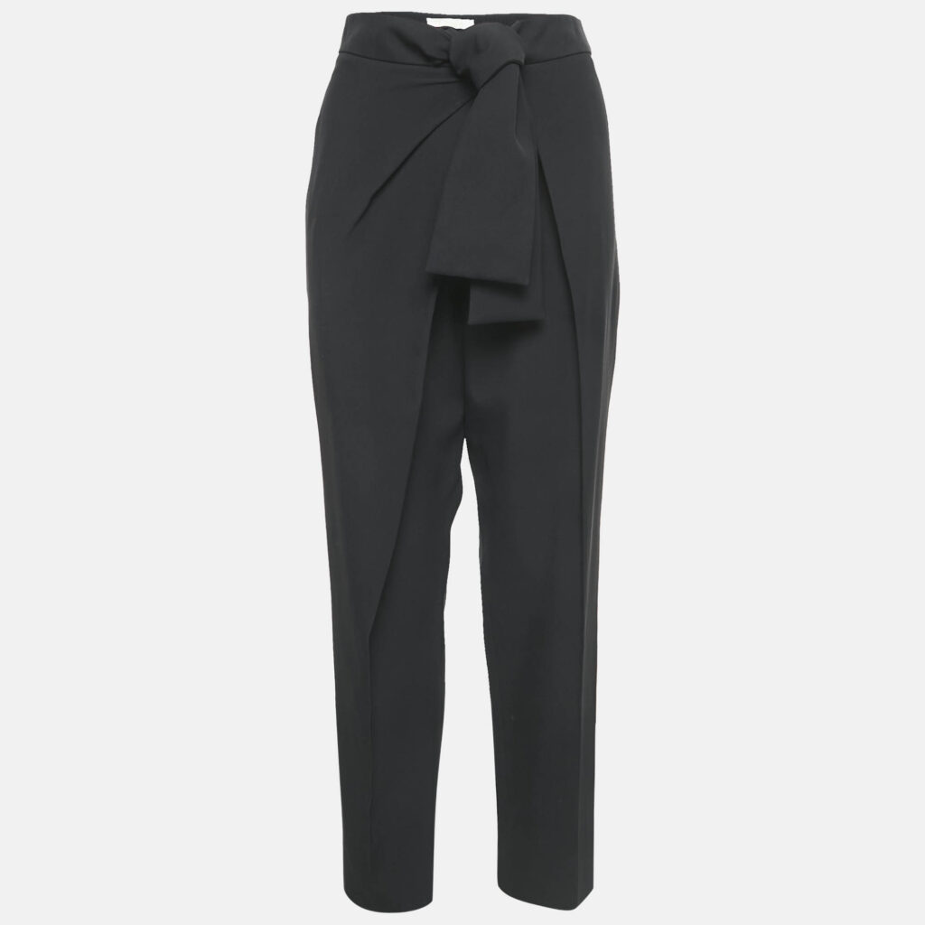 luxury-women-chloe-used-clothes-p1142045-001 Chloe Black Crepe Tie-Up Waist Detail Trousers L