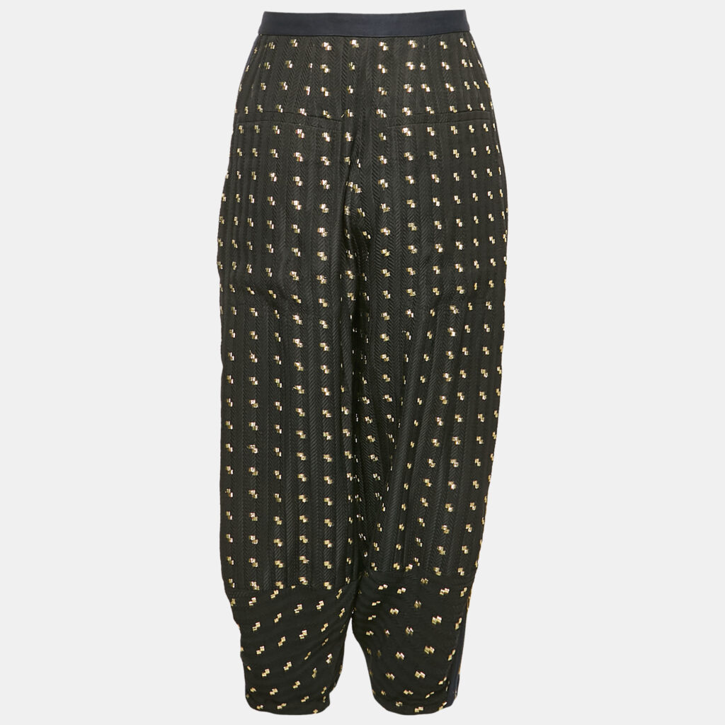 luxury-women-chloe-used-clothes-p1156465-005 Chloe Black Silk Brocade Side Metal Detail Culottes M