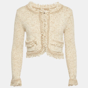 Chlo&eacute; Cream Knit Fringed Cardigan M