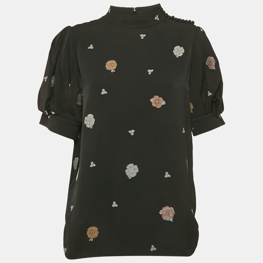 luxury-women-chloe-used-clothes-p1169715-002 Chloé Black Brocade Puff Sleeve Top L