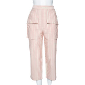 Chloe Light Pink Striped Pocketed Straight Leg Pants S