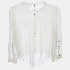 Chlo&eacute; Off-White Silk & Linen Top L