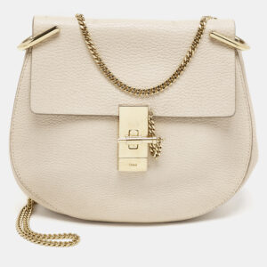 Chloe Light Beige Leather Medium Drew Shoulder Bag
