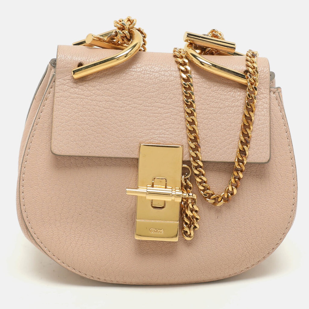 luxury-women-chloe-used-handbags-p1141638-017 Chloe Peach Leather Nano Drew Shoulder Bag