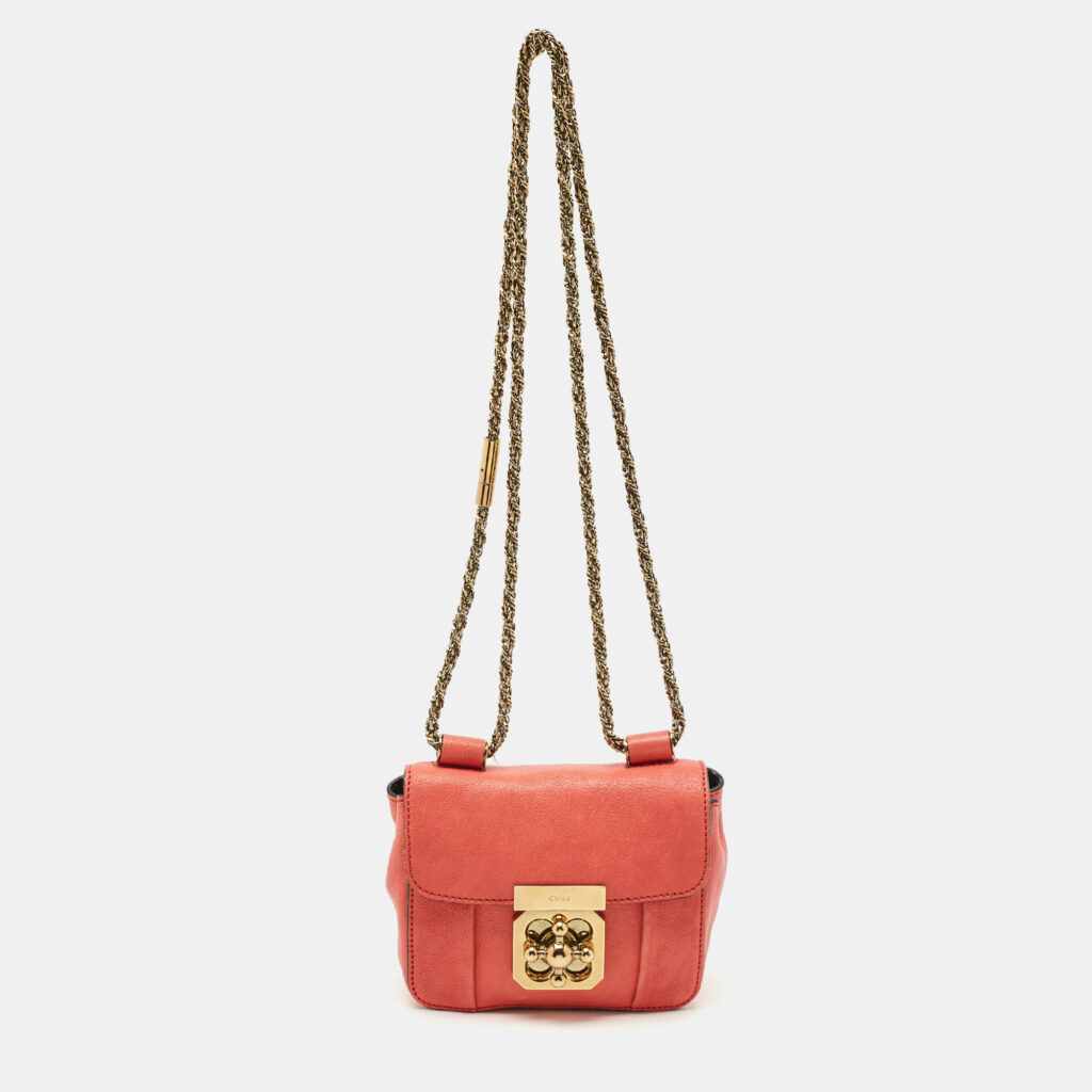Chloe Coral Pink Leather Mini Elsie Crossbody Bag